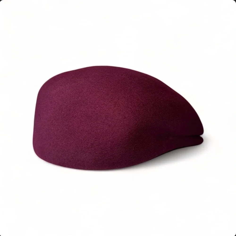 Vintage Made in Italy Wool Newsboy Cap Burgundy Red Baker Boy Cabbie Hat M/L